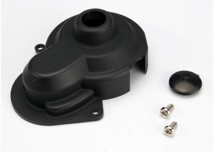 Крышка шестерней редуктора Dust cover/rubber plug (w/ screws) (telemetry ready) - TRA3792