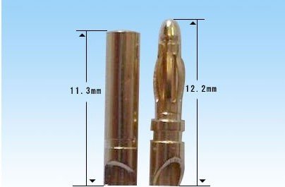Разъем позолоченный D2.0мм (male+female) короткий 12мм - AM-1002B