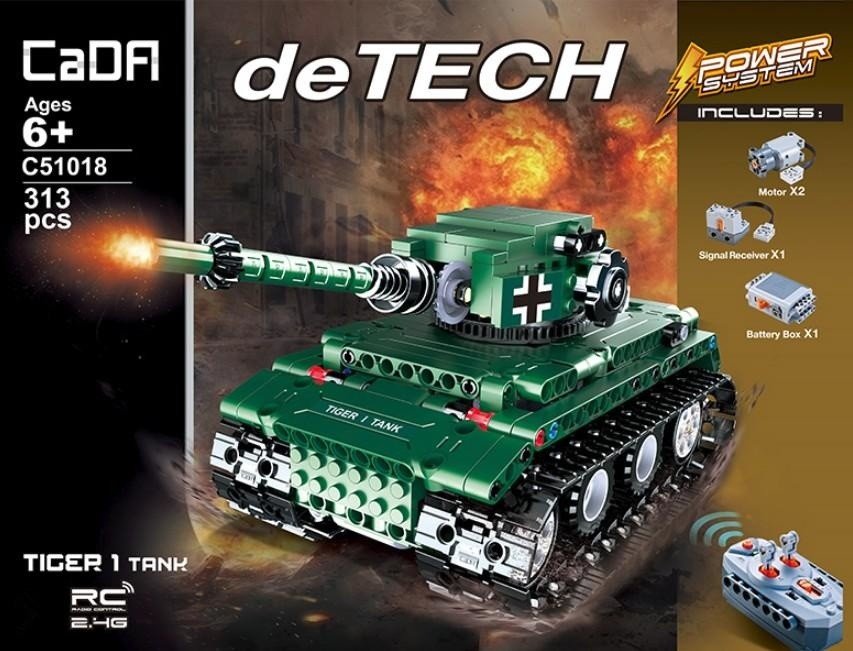 Конструктор Double E Cada Technics, Танк Tiger 1, 313 деталей, пульт управления - C51018W