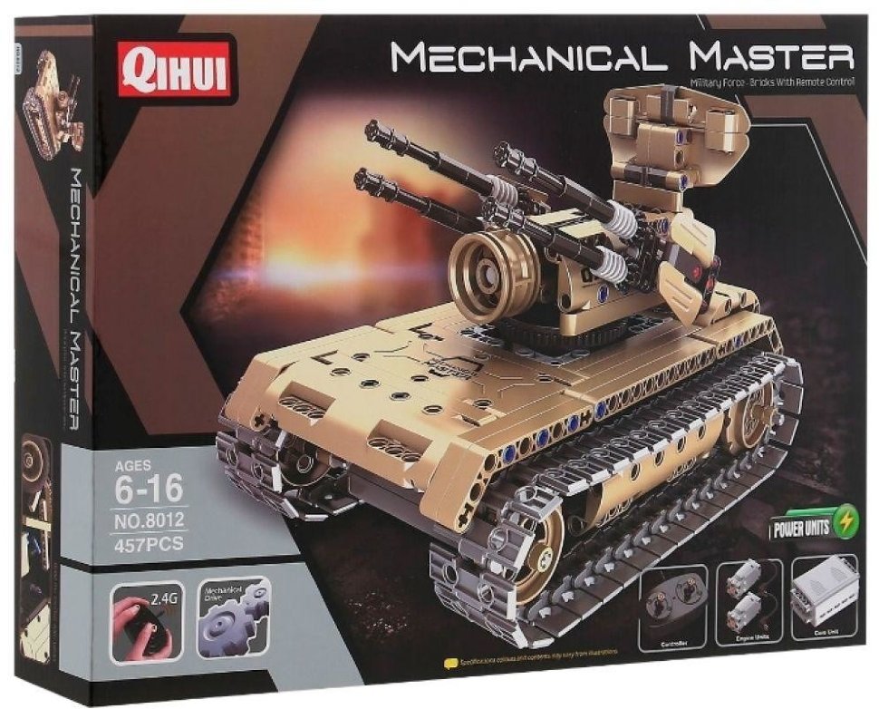 Радиоуправляемый конструктор зенитный танк QiHui Technics 4CH 2.4G 457 деталей - QH8012