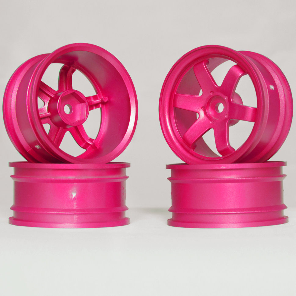 Колеса к радиоуправляемым машинам Комплект дисков (4шт.), 6 спиц, розовые