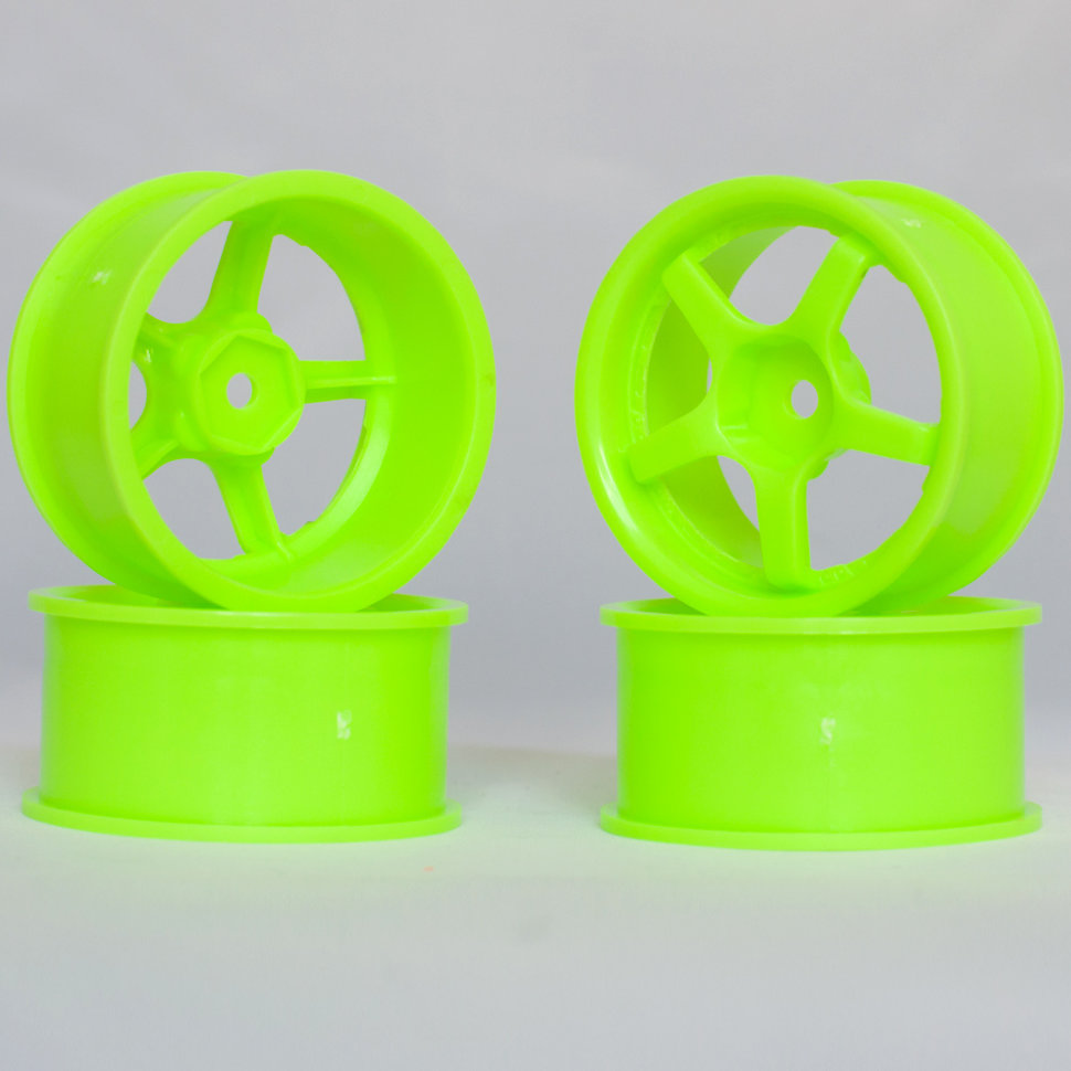 Колеса к радиоуправляемым машинам Комплект дисков (4шт.), 5 спиц, зеленые