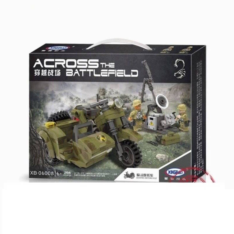 Конструктор XingBao Военный мотоцикл с коляской (256 деталей) - XB-06008
