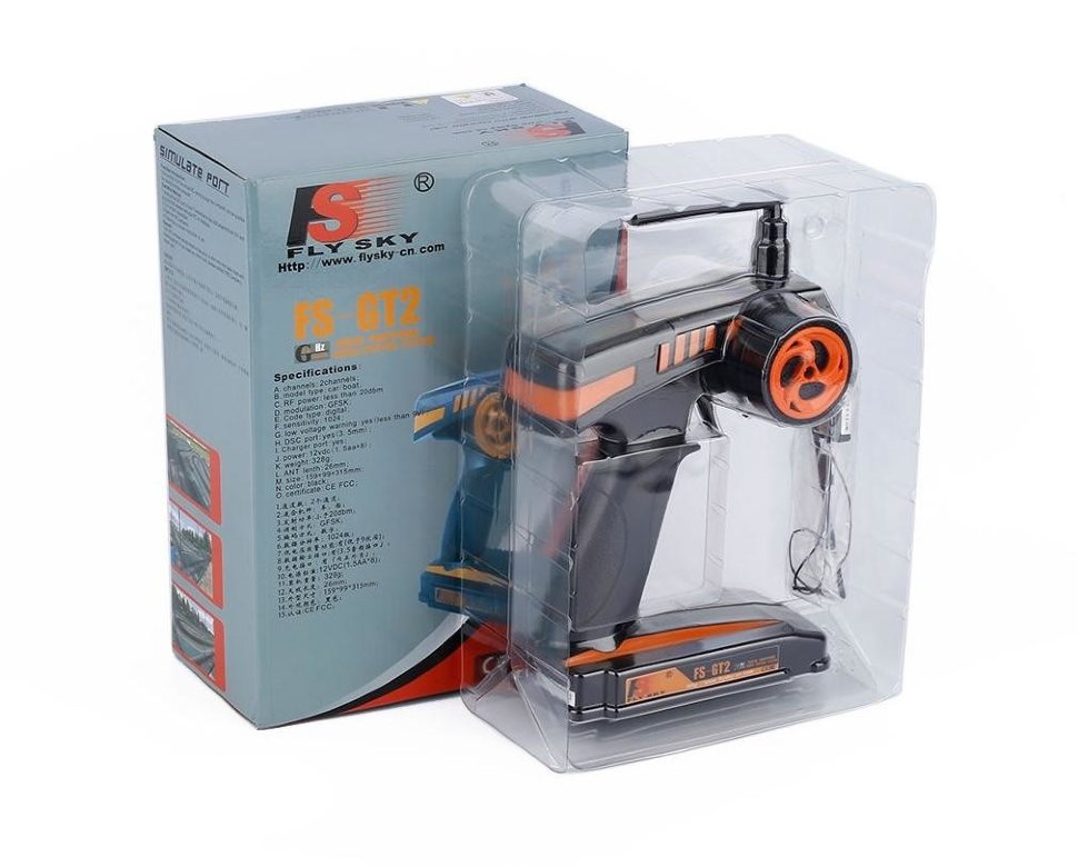 Радиоаппаратура FlySky GT2 (2 канала) с приемником GR3E (3 канала) 2.4гГц - FS-GT2+GR3E